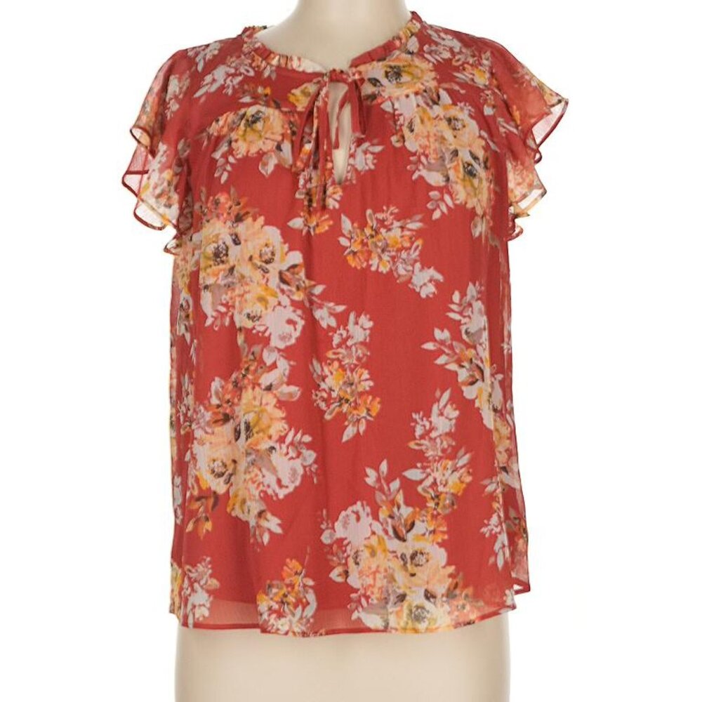 LC Lauren Conrad Coral Floral Blouse